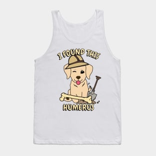 Funny golden retriever is an archaeologist Tank Top